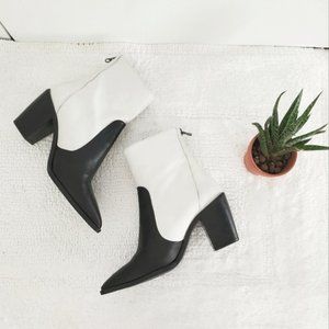 L'INTERVALLE Limited Edition Colour Block Leather Western Cowboy Ankle Boots